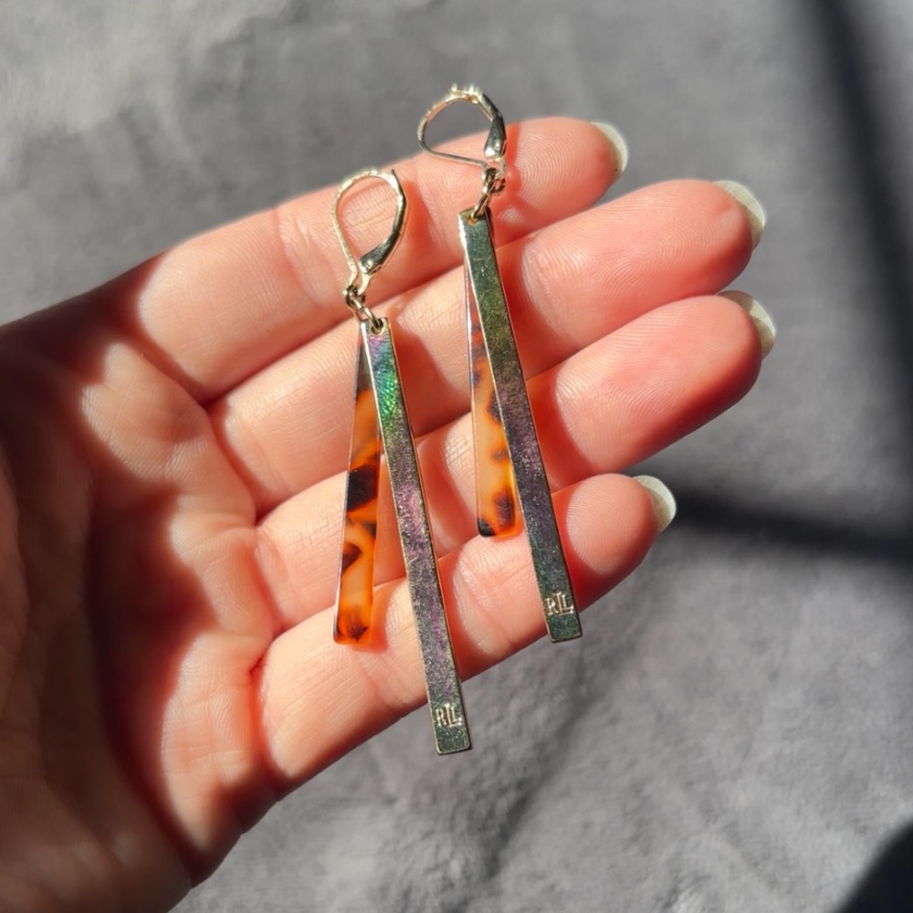 Ralph Lauren Gold and Tortoiseshell Drop Earrings